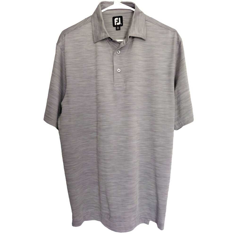 FootJoy Mens Golf Polo Sz M Grey Stripe